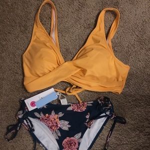Cupshe Orange And Purple Floral Lace-Up Bikini